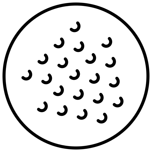 Minimal line art icon of a circle filled with tiny dots, representing skin irritation relief — Mirath Beauty’s natural deodorant that calms, soothes, and protects delicate underarm skin