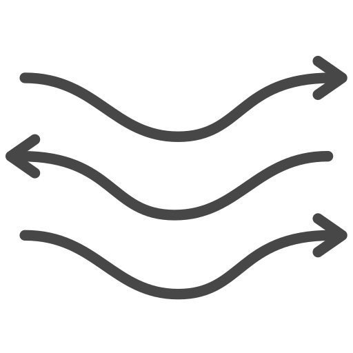 mirath beauty facial gua sha icon illustrating improved lymphatic flow with three wavy arrows, promoting circulation, detoxification and radiant skin