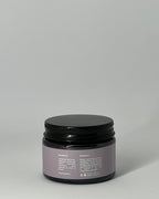 Back view of natural tallow deodorant jar  by Mirath Beauty showing ingredients, directions, and clean magnesium-based formula with grass-fed tallow for odor protection scented with musk al-tahara, made in Lebanon 