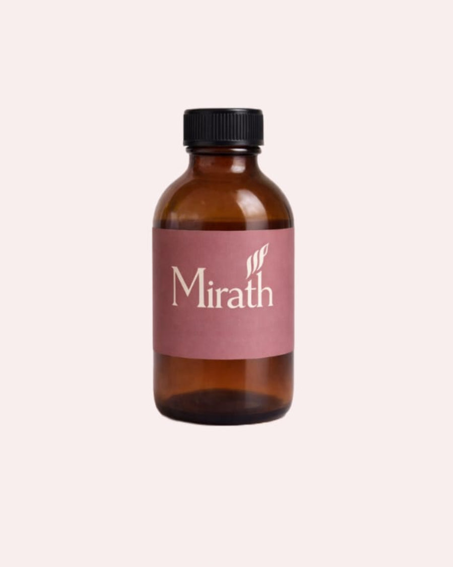 rose water toner with trace bioavailable copper by Mirath beauty made in lebanon - hydrating facial toner for balanced, dewy skin, front bottle on clean background