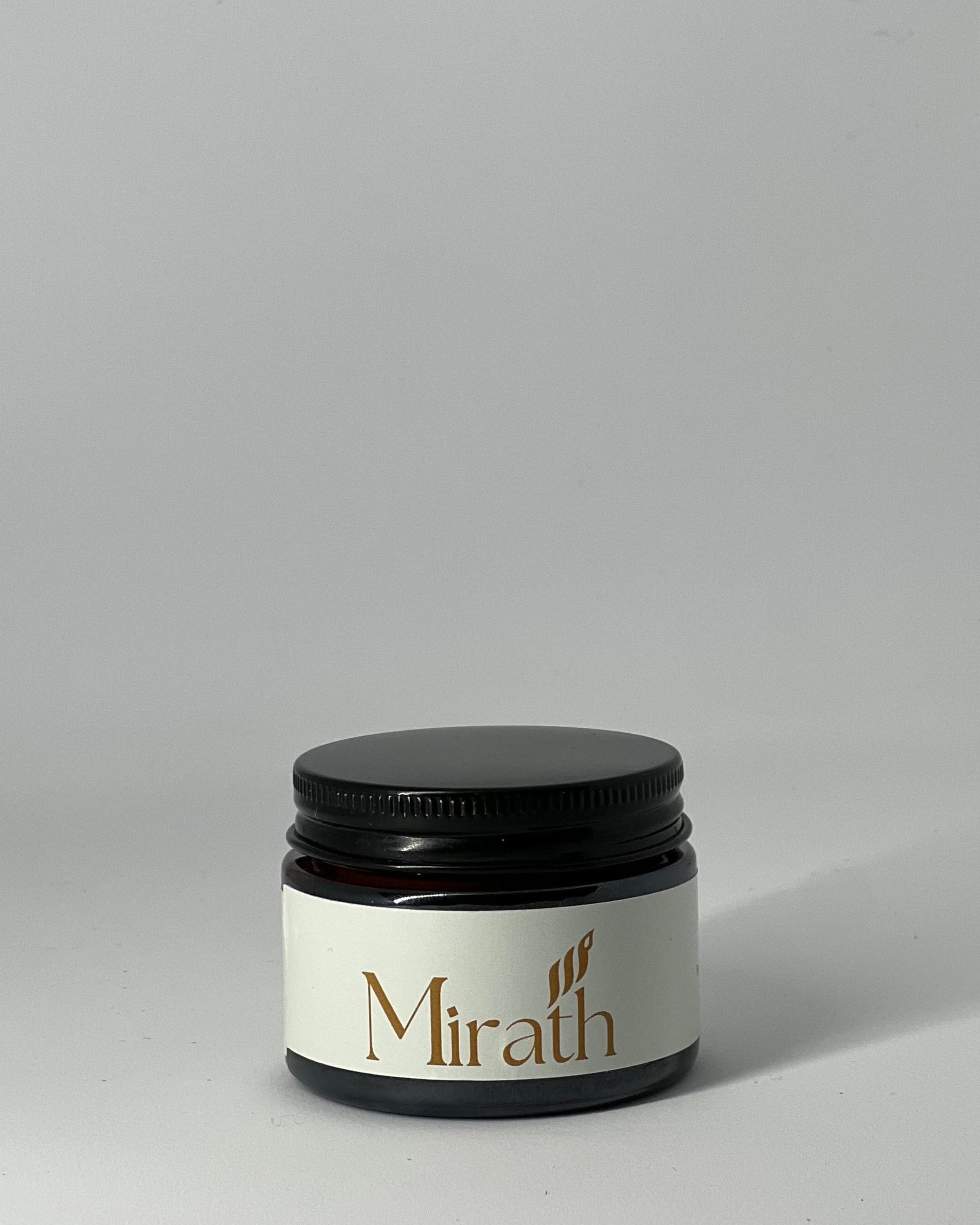 front view of The Miracle Tallow and frankincense face cream jar by Mirath Beauty - luxury anti-aging cream for toning, firming and hydrationg skin by Mirath Beauty made in Lebanon. 