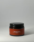 side jar of the sun cream, a zinc based mineral tallow sunscreen with spf 30 by Mirath beauty, made in Lebanon
